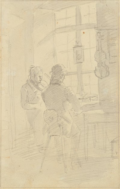 keman çalan iki adam by Friedrich August Mathias Gauermann