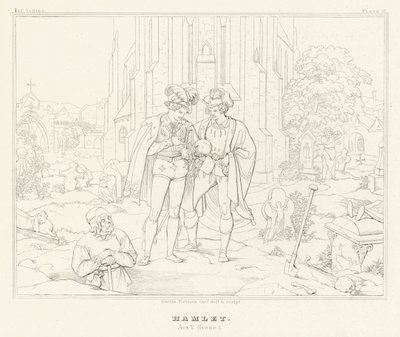 Hamlet, Act V, Sahne 1 (gravür) by Friedrich August Moritz Retzsch