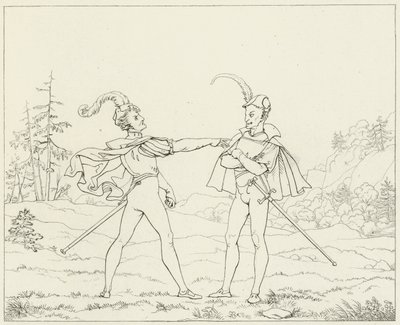 Goethes Faust için İllüstrasyon by Friedrich August Moritz Retzsch