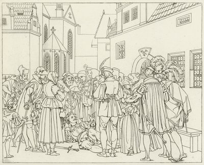 Goethes Faust için İllüstrasyon by Friedrich August Moritz Retzsch