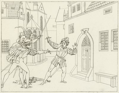 Goethes Faust için İllüstrasyon by Friedrich August Moritz Retzsch
