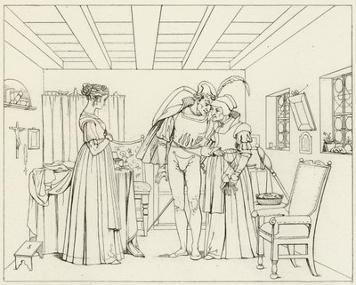 Goethes Faust için İllüstrasyon by Friedrich August Moritz Retzsch