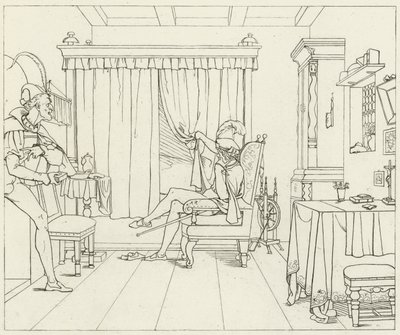 Goethes Faust için İllüstrasyon by Friedrich August Moritz Retzsch