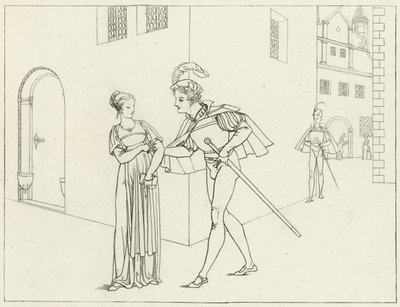 Goethes Faust için İllüstrasyon by Friedrich August Moritz Retzsch