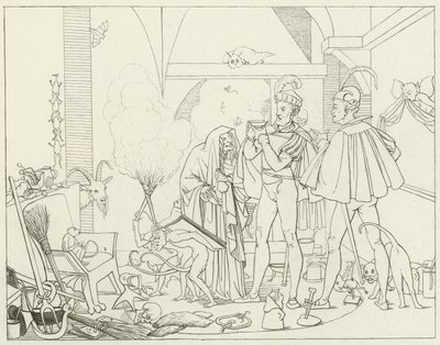Goethes Faust için İllüstrasyon by Friedrich August Moritz Retzsch