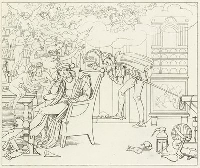 Goethes Faust için İllüstrasyon by Friedrich August Moritz Retzsch