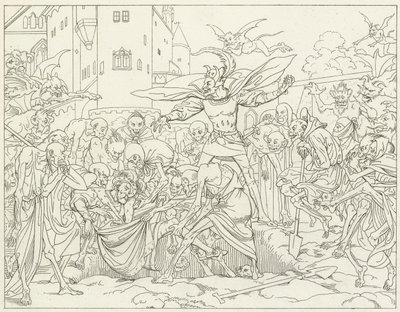 Goethes Faust için İllüstrasyon by Friedrich August Moritz Retzsch