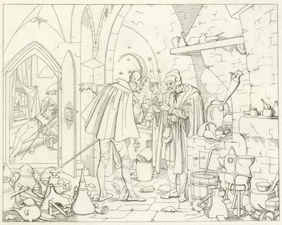Goethes Faust için İllüstrasyon by Friedrich August Moritz Retzsch