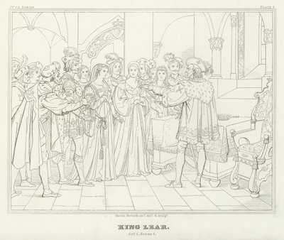 Kral Lear, Perde I, Sahne 1 (gravür) by Friedrich August Moritz Retzsch