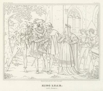 Kral Lear, Perde I, Sahne 4 (gravür) by Friedrich August Moritz Retzsch