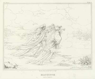 Macbeth, Perde I, Sahne 1 (gravür) by Friedrich August Moritz Retzsch