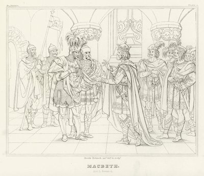 Macbeth, Perde I, Sahne 4 (gravür) by Friedrich August Moritz Retzsch