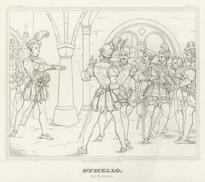 Othello, II. Perde, Sahne 3 (gravür) by Friedrich August Moritz Retzsch