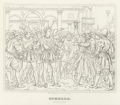 Othello, Perde I, Sahne 2 (gravür) by Friedrich August Moritz Retzsch