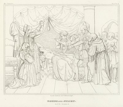 Romeo ve Juliet, Perde IV, Sahne 5 (gravür) by Friedrich August Moritz Retzsch