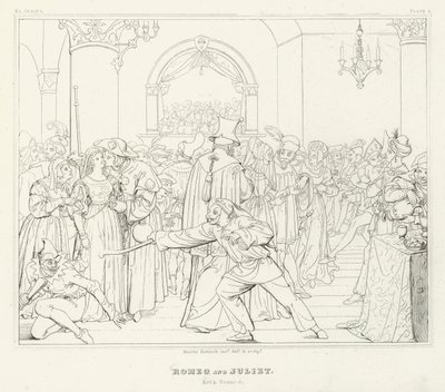 Romeo ve Juliet, Perde I, Sahne 5 (gravür) by Friedrich August Moritz Retzsch