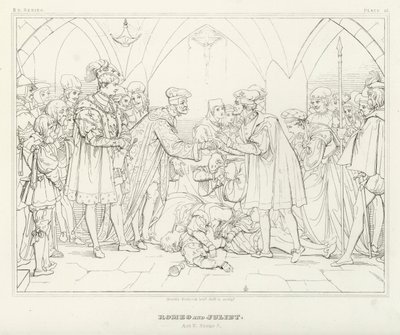 Romeo ve Juliet, Act V, Sahne 3 (gravür) by Friedrich August Moritz Retzsch