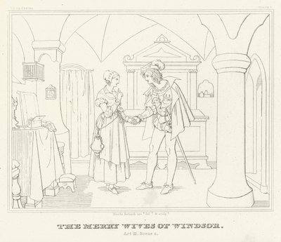 Windsor'un Neşeli Eşleri, III. Perde, Sahne 4 (gravür) by Friedrich August Moritz Retzsch