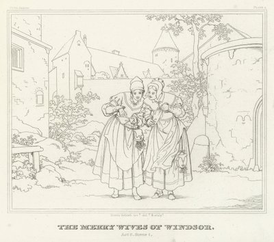 Windsor'un Neşeli Kadınları, II. Perde, Sahne 1 (gravür) by Friedrich August Moritz Retzsch