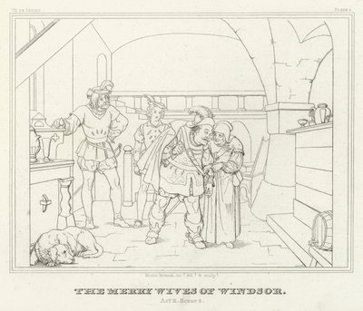 Windsor'un Neşeli Kadınları, II. Perde, 2. Sahne (gravür) by Friedrich August Moritz Retzsch