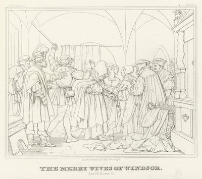 Windsor'un Neşeli Eşleri, IV. Sahne, 2. Sahne (gravür) by Friedrich August Moritz Retzsch