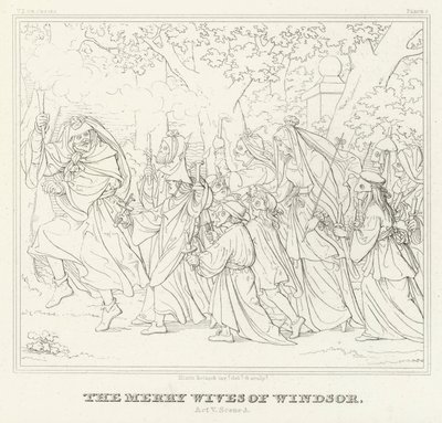 Windsor'un Neşeli Eşleri, V Yasası, Sahne 3 (gravür) by Friedrich August Moritz Retzsch