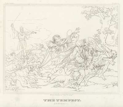 Fırtına, Perde IV, Sahne 1 (gravür) by Friedrich August Moritz Retzsch