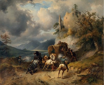 Soygun par Gauermann, Friedrich August Matthias (1807-1862). Tuval üzerine yağlı boya, ebat : 60,5x74 by Friedrich Gauermann