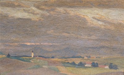 Kilise kulesi ile akşam manzarası by Friedrich Hasslwander