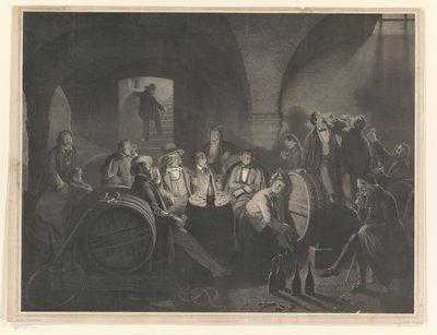 Şarap mahzeninde içki içen adamlar şirketi by Friedrich Jentzen