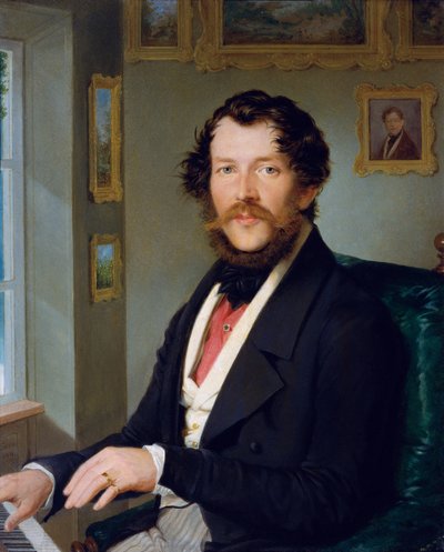 Piyanonun önünde bir beyefendinin portresi by Friedrich Johann Gottlieb Lieder
