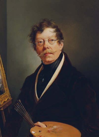 Şövalede Otoportre by Friedrich Johann Gottlieb Lieder