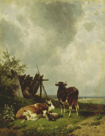 İnekler, 19. yüzyıl by Friedrich Johann Voltz