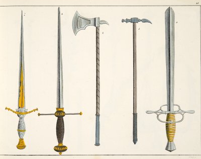 Kılıçlar, Dr. Franz Kottenkamp'ın 'A History of the Development and Customs of Chivalry'den bir levha, Carl Hoffmann tarafından yayınlandı, 1842 by Friedrich Martin von Reibisch