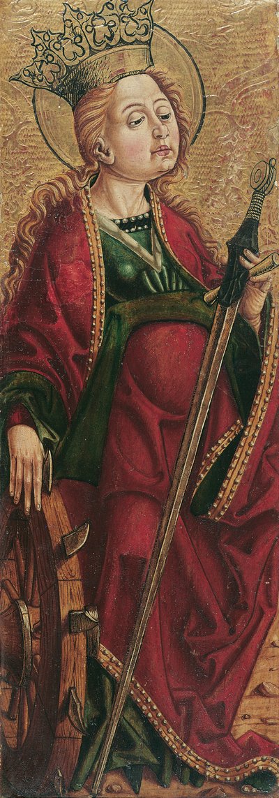 Aziz Catherine (içeride) ve Aziz Stephen? (dışarıda) by Friedrich Pacher (Umkreis)