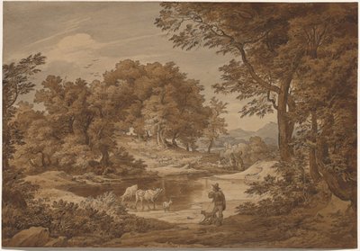 Çobanlarla İtalyan Tarzı Bir Manzara by Friedrich Preller the Elder