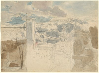 Wooded Hills Arasında Müstahkem Kule Harabeleri [recto] by Friedrich Salathé