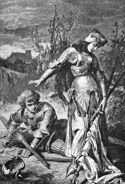 Joan of Arc ve Lionel arasındaki düello, Maid of Orleans için illüstrasyon, Friedrich Schiller'in (1759-1805) trajedisi, gravür by Friedrich Schiller