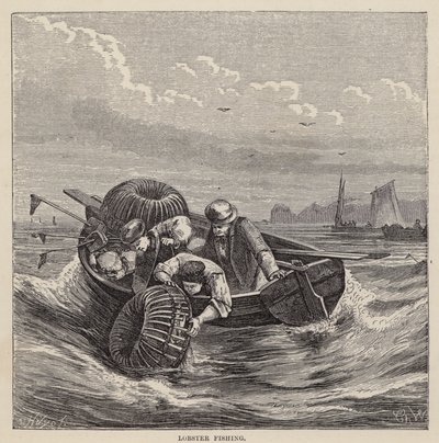 Istakoz Balıkçılığı (renkli gravür) by Friedrich Specht