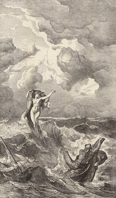 Leucothea ve Odysseus (gravür) by Friedrich the Elder Preller