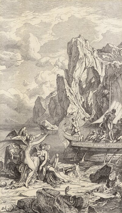 Odysseus ve Sirenler (gravür) by Friedrich the Elder Preller