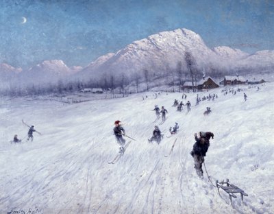 Ulriken (Bergen) altında kış öğleden sonra (tuval üzerine yağlı boya) by Frithjof Smith Hald
