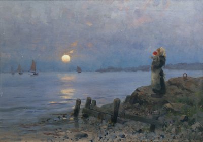 Sahilde kadın ve çocuk by Frithjof Smith-Hald