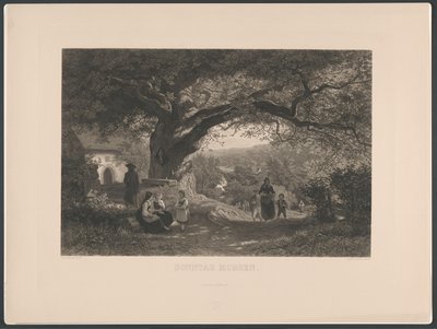 Pazar giysileri Sonntag Morgen sakinleri ile köy manzarası (nesne üzerindeki başlık) by Fritz Dinger