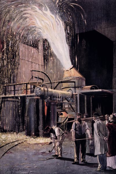 Sir Henry Bessemer (1813-98) tarafından geliştirilen, çeliğin seri üretimi için Bessemer süreci by Fritz Gehrke