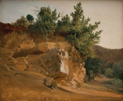 Büyümüş Kaya ile İtalyan Dağ Manzarası, muhtemelen Olevano yakınlarında by Fritz Petzholdt
