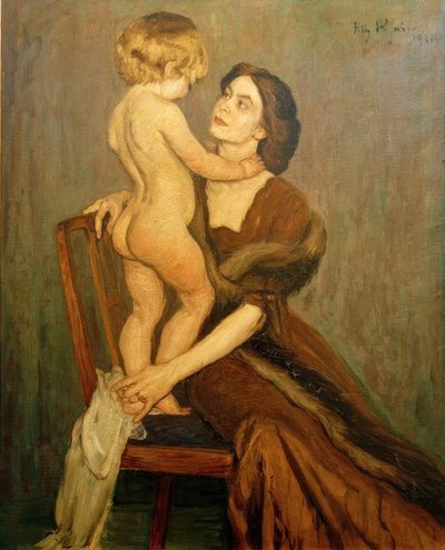 çocuklu bayan by Fritz Rhein