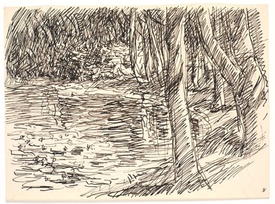 Bir orman gölü by Fritz Syberg