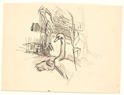 Ördek yavrusu olan bir kuğu by Fritz Syberg