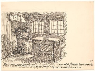 Burada kedisi ve tavuğuyla yaşlı bir Karısı yaşıyordu... by Fritz Syberg